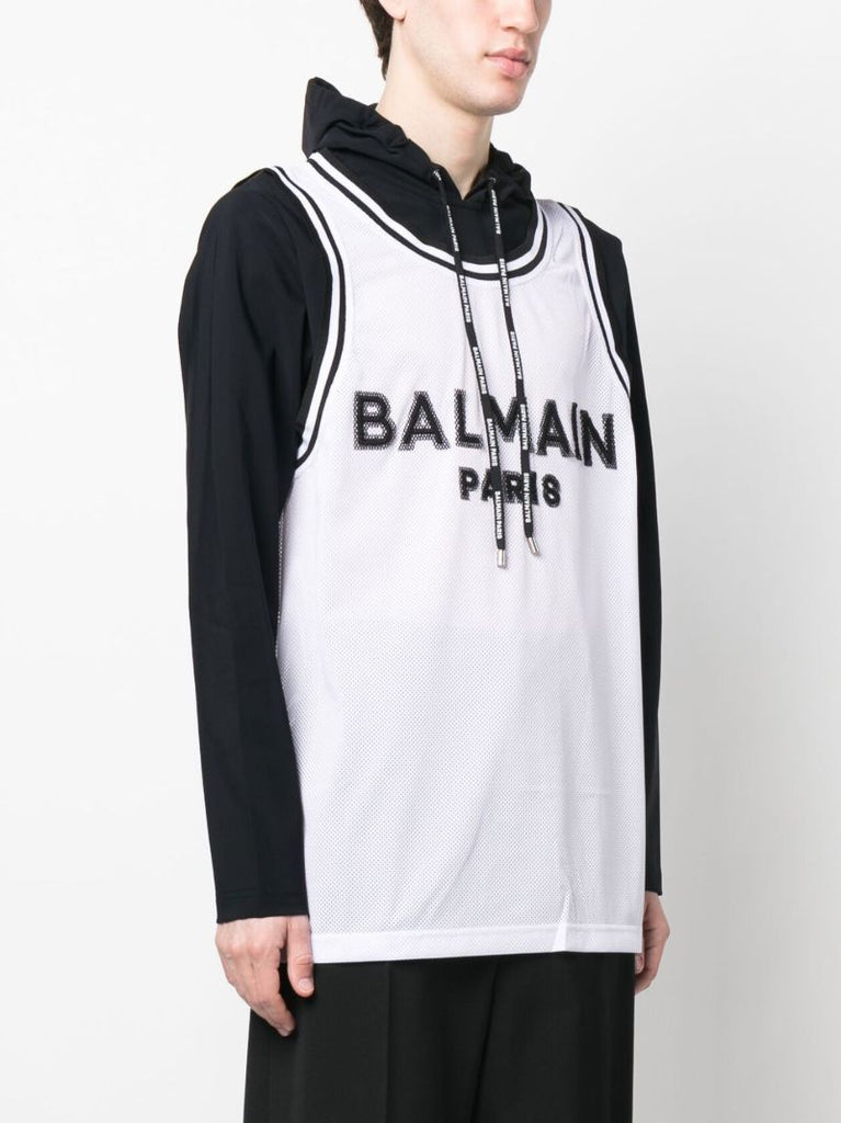 White Logo Print Hoodie