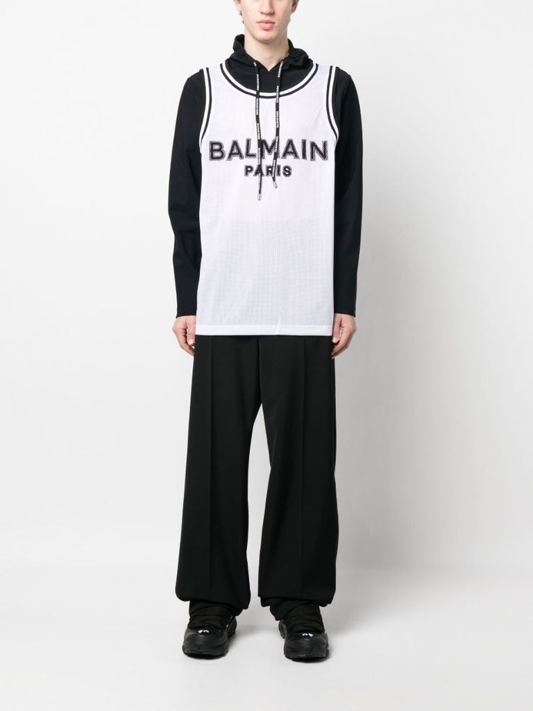 White Logo Print Hoodie