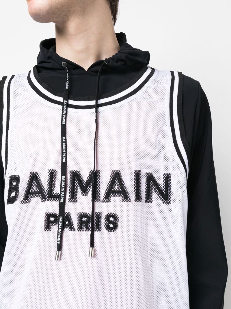 White Logo Print Hoodie