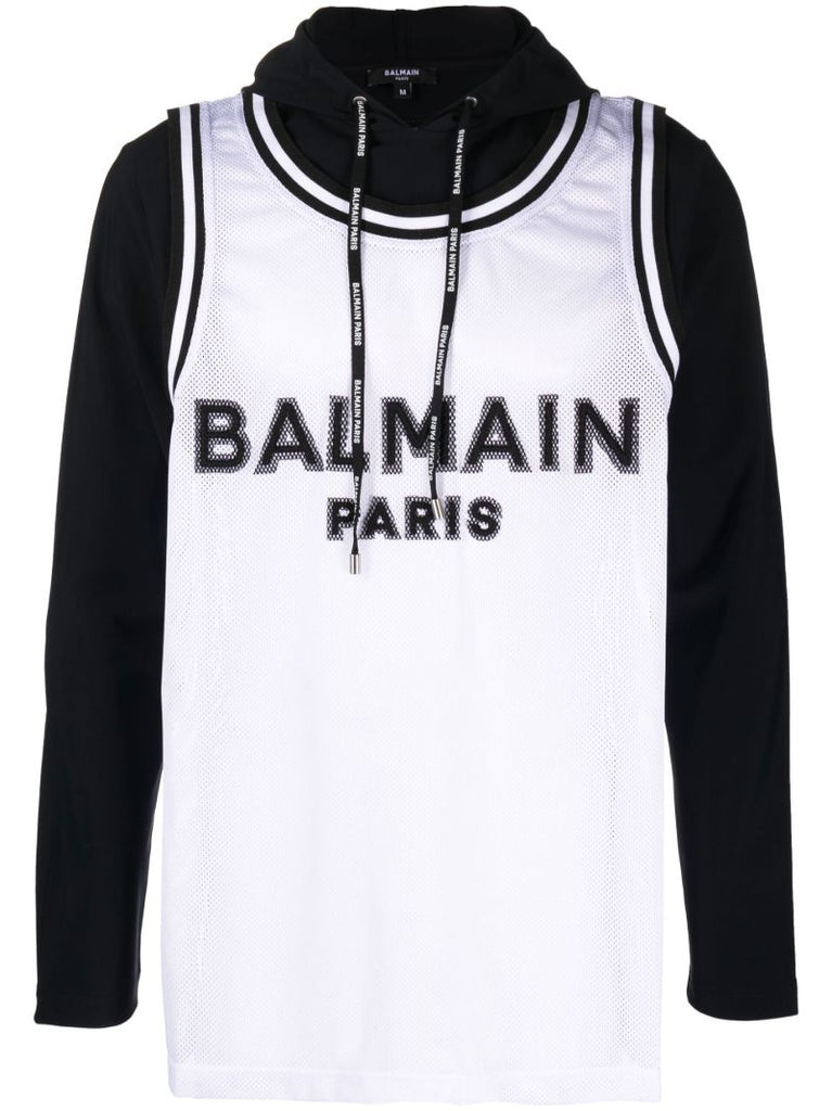 White Logo Print Hoodie