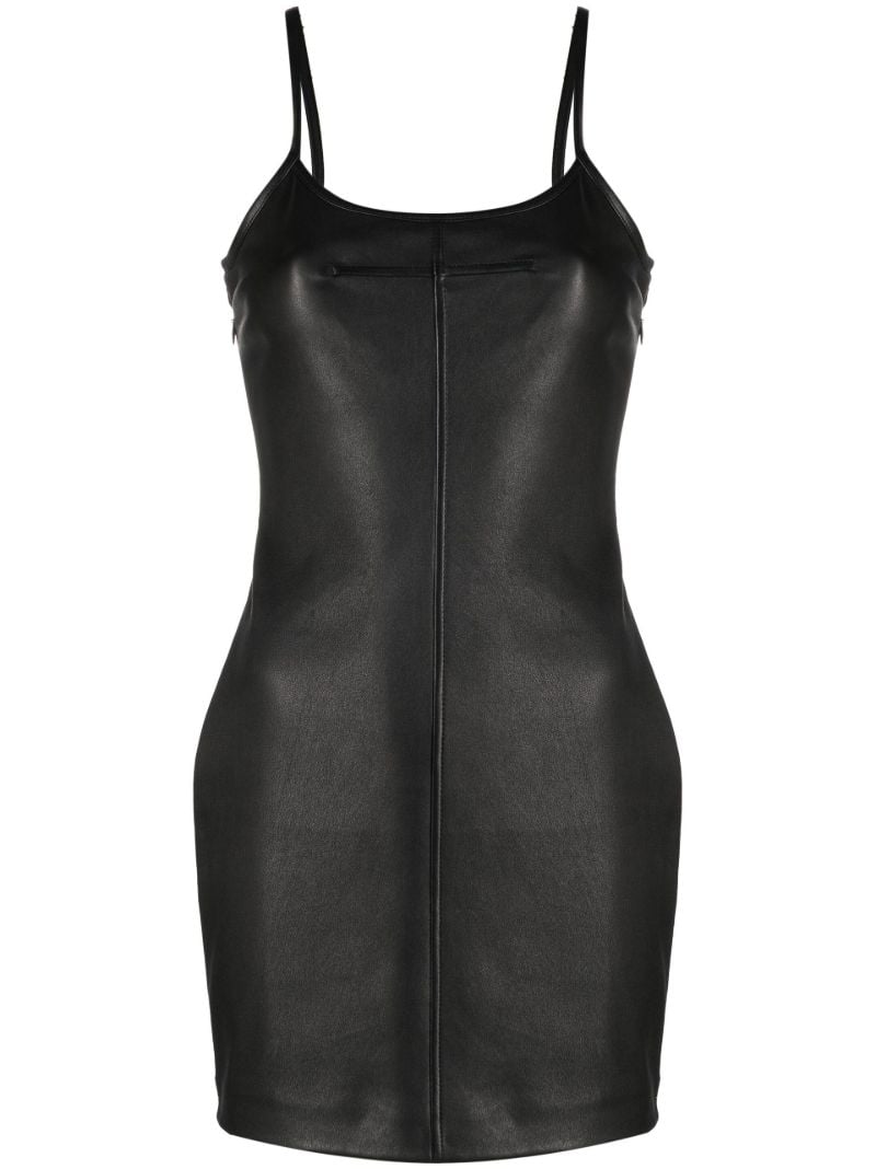 Black Leather Slip Mini Dress