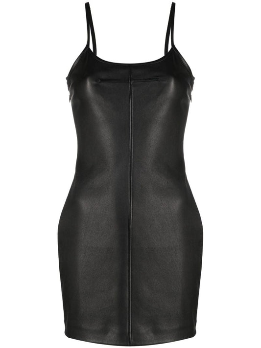 Black Leather Slip Mini Dress