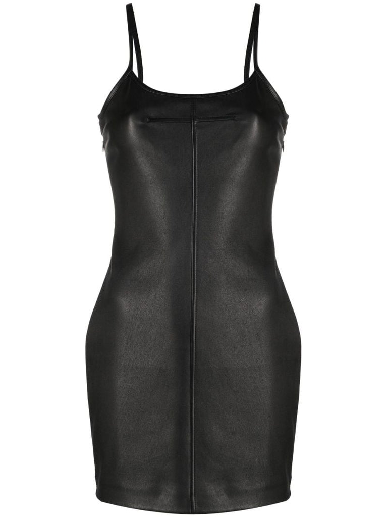 Black Leather Slip Mini Dress