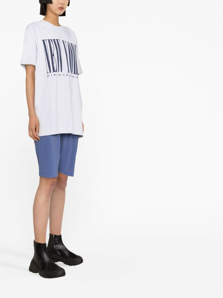 Grey Logo Print Cotton T-shirt