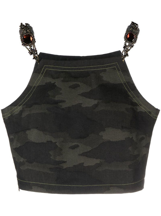 Green Cropped Sleeveless Top