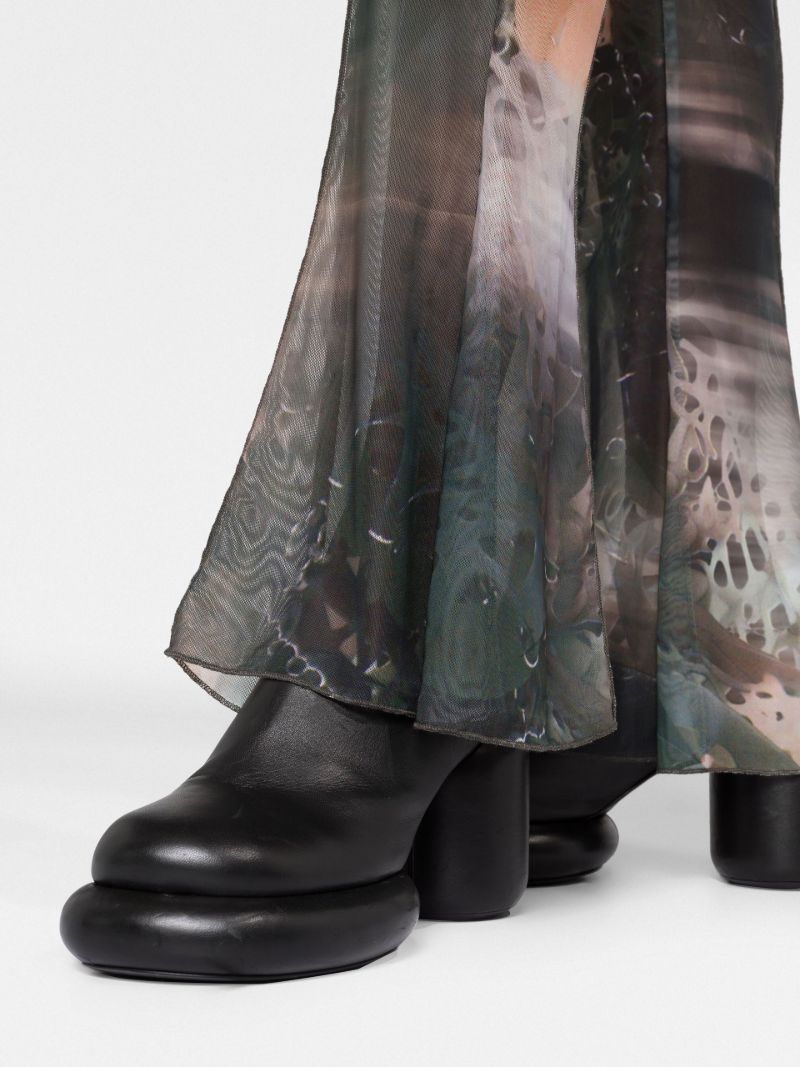 Green Printed Flared Trousers