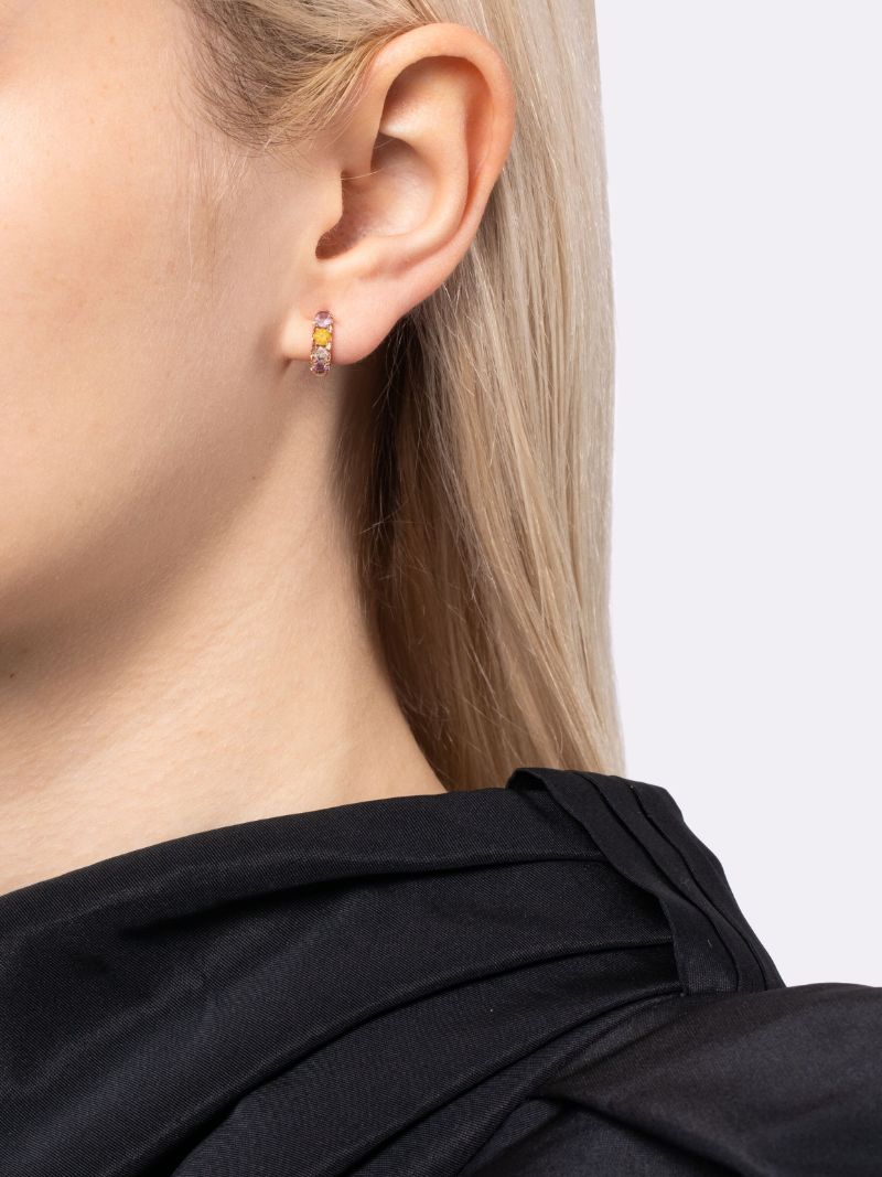 18k Rose Gold Mini Macro Sapphire Single Hoop Earring