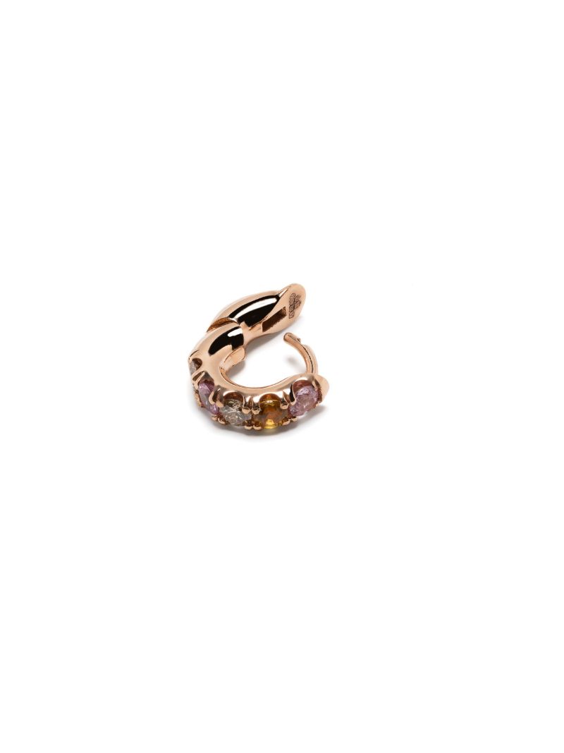 18k Rose Gold Mini Macro Sapphire Single Hoop Earring