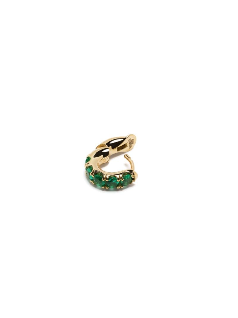 18k Yellow Gold Mini Macro Emerald Single Hoop Earring