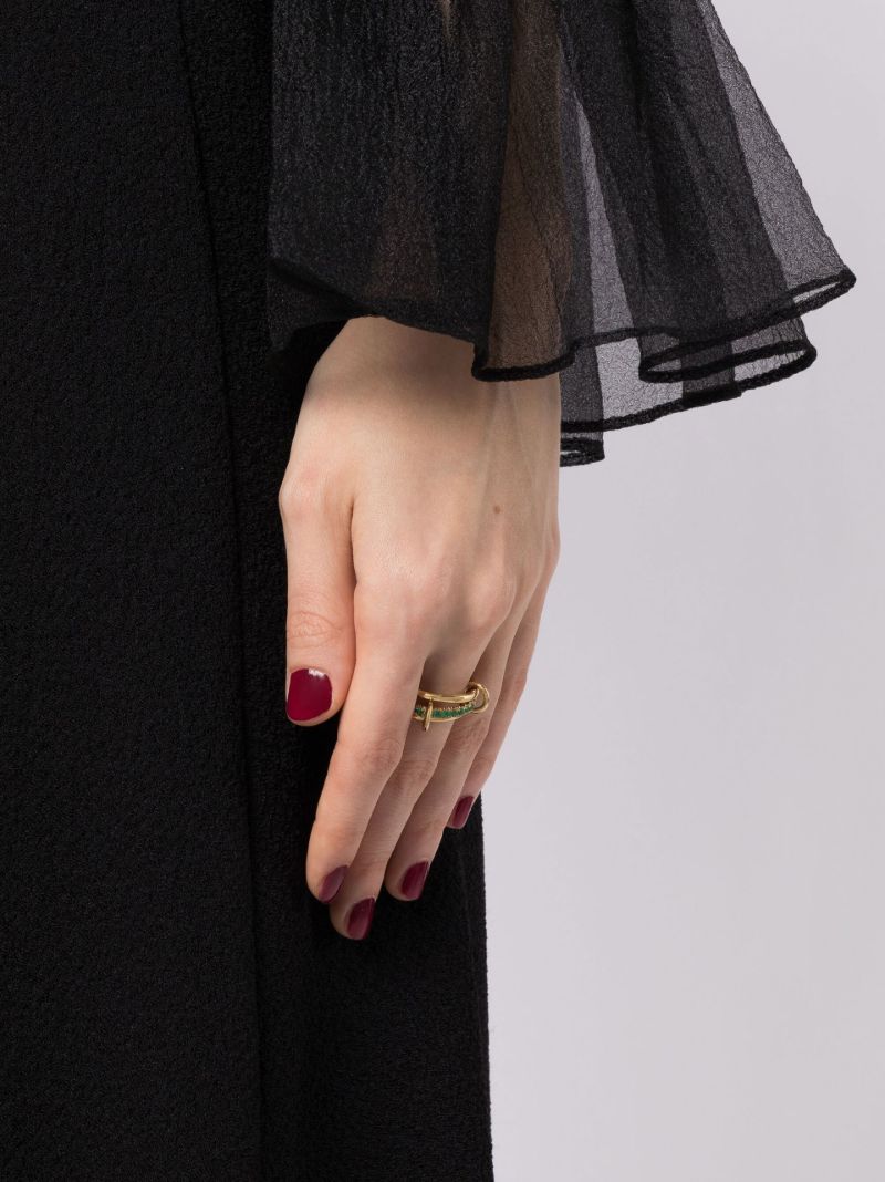 18k Yellow Gold Petunia Emerald Ring