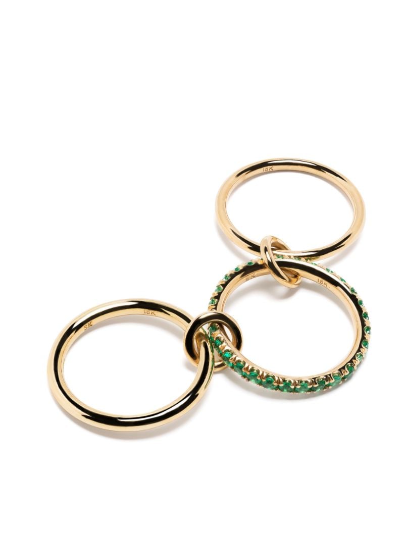 18k Yellow Gold Petunia Emerald Ring