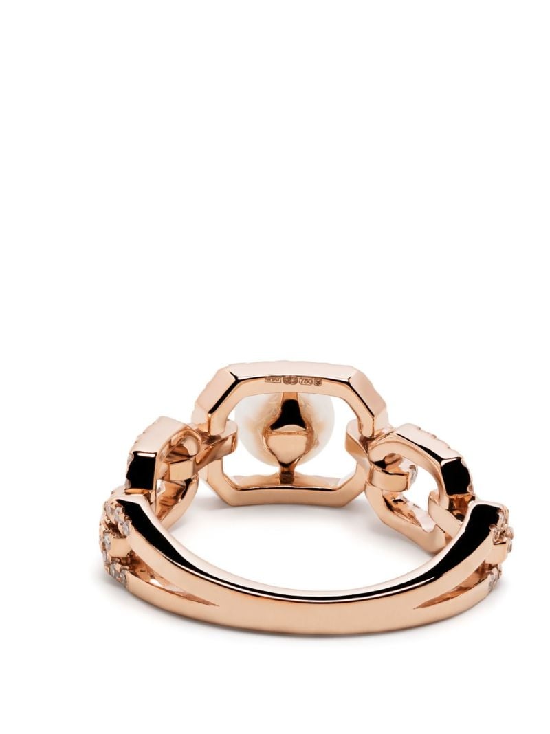18k Rose Gold Caged Pearl & Diamond Cut-out Ring