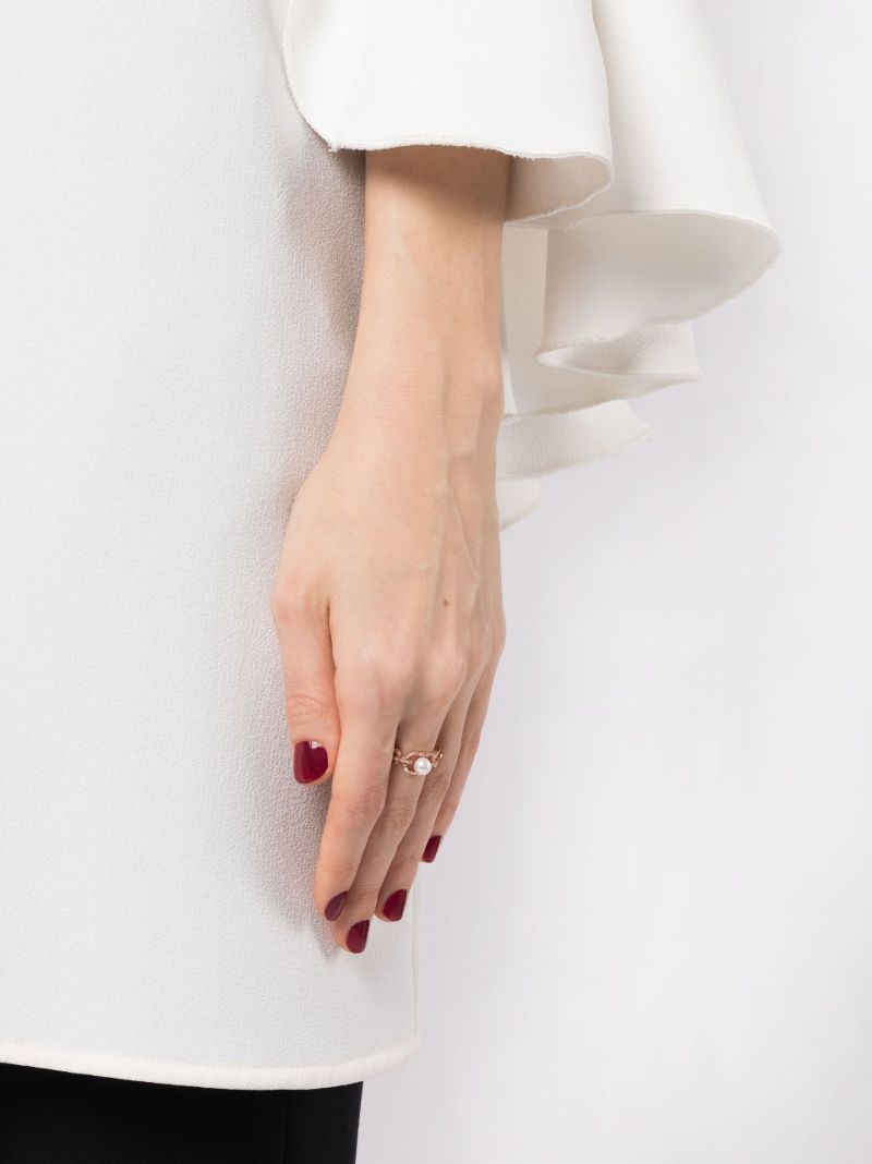 18k Rose Gold Caged Pearl & Diamond Cut-out Ring