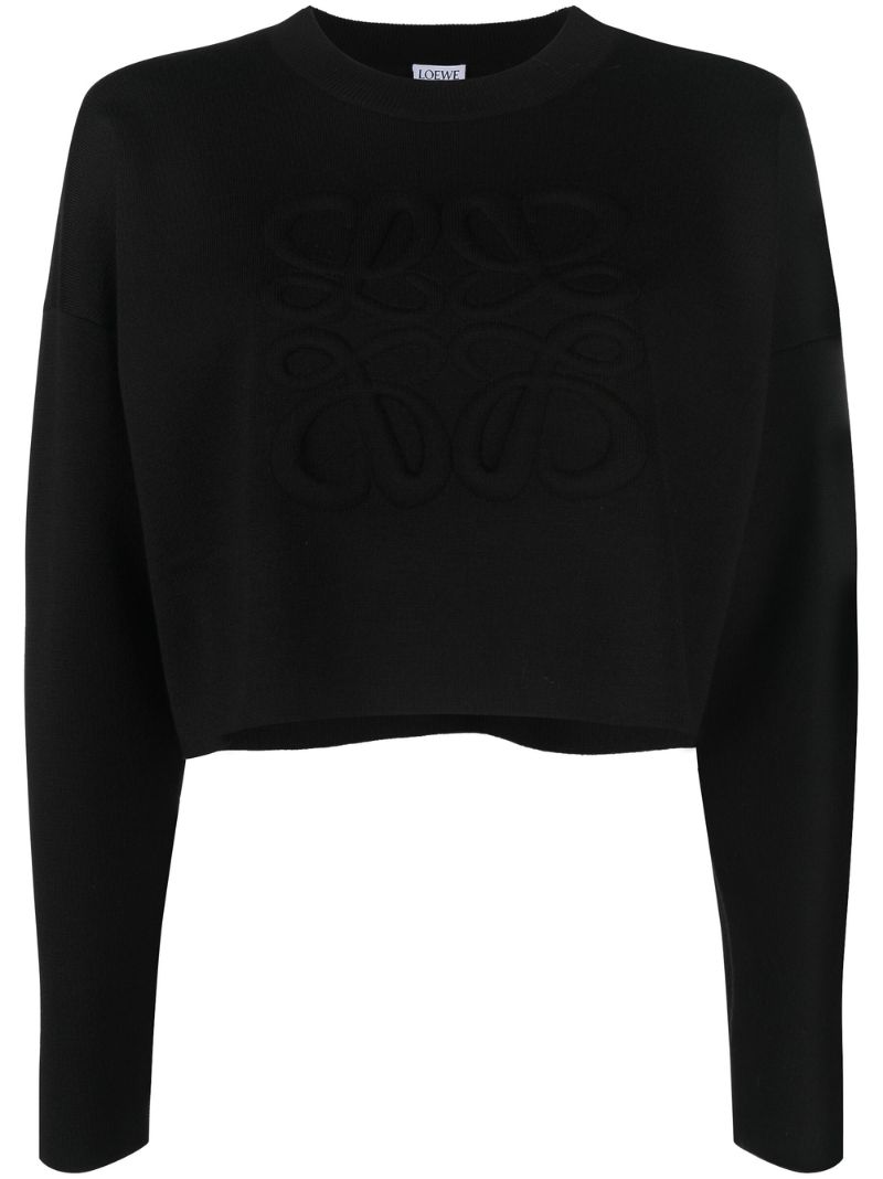 Black Anagram Cropped Wool Sweater