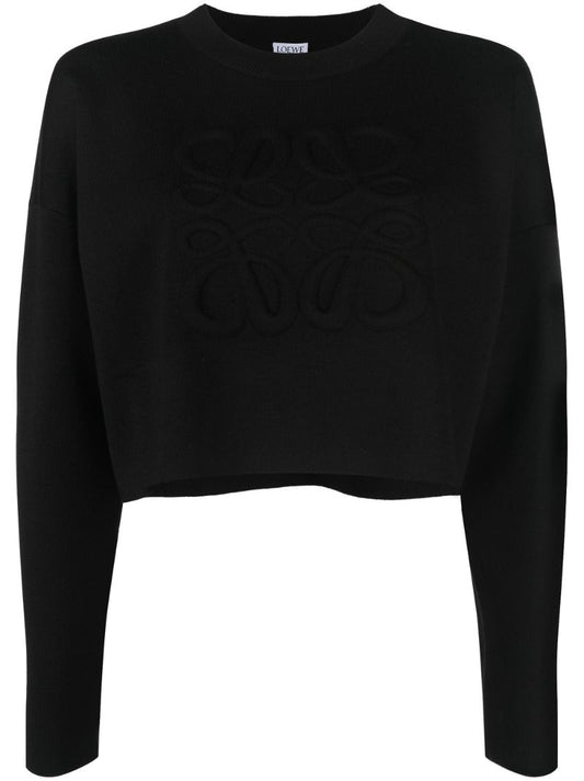 Black Anagram Cropped Wool Sweater