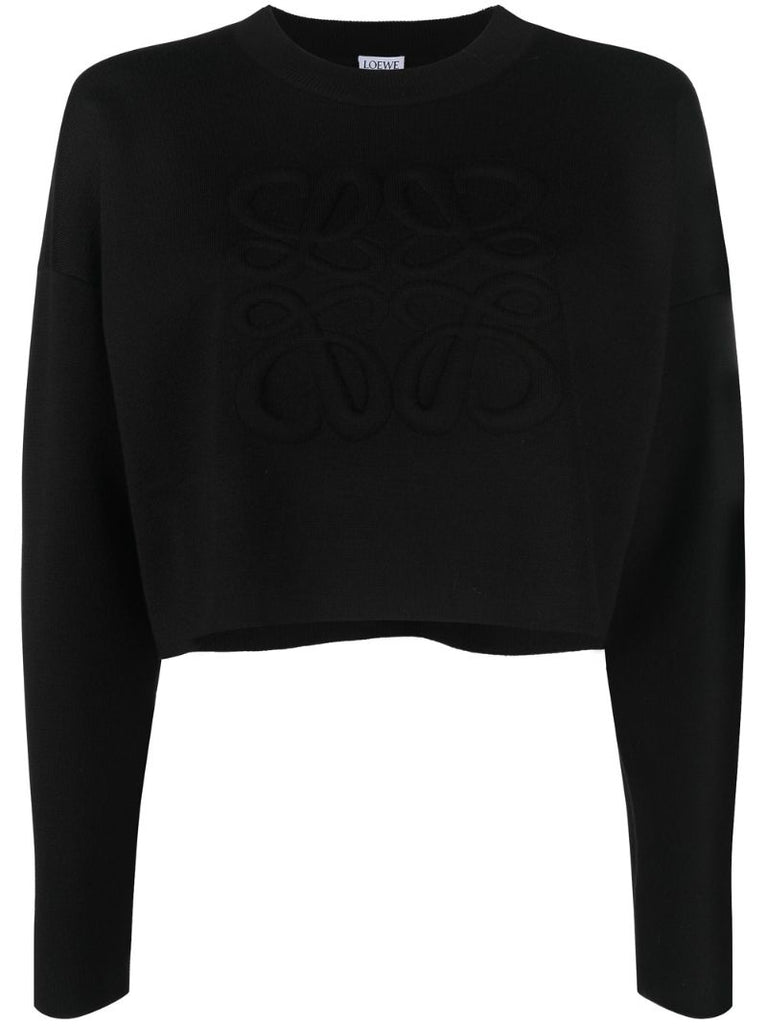 Black Anagram Cropped Wool Sweater