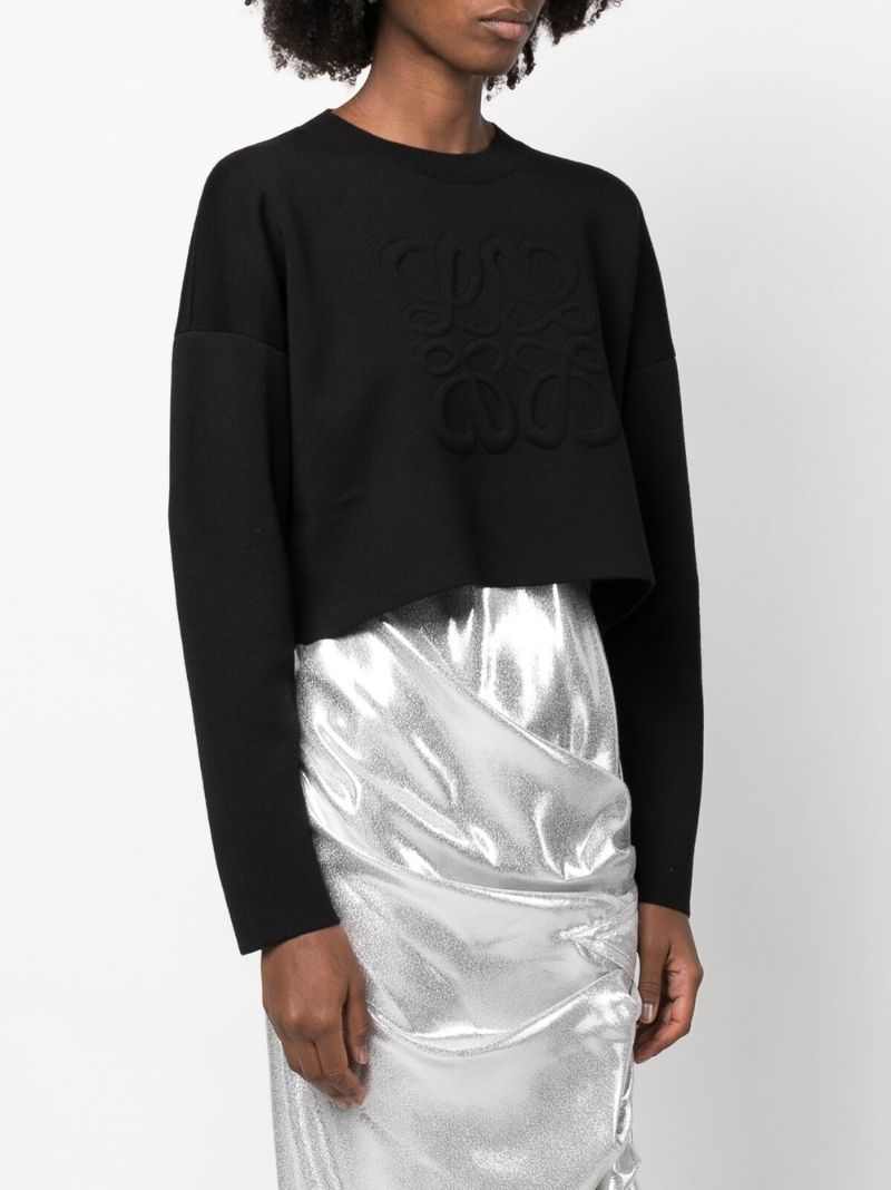 Black Anagram Cropped Wool Sweater