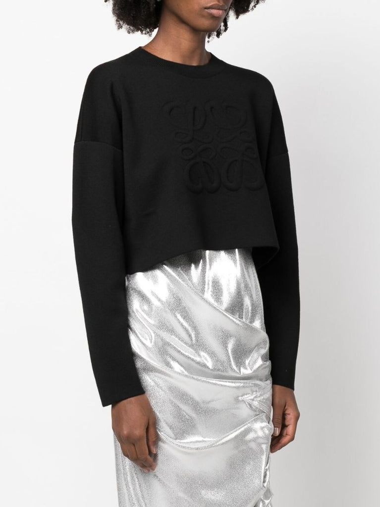 Black Anagram Cropped Wool Sweater