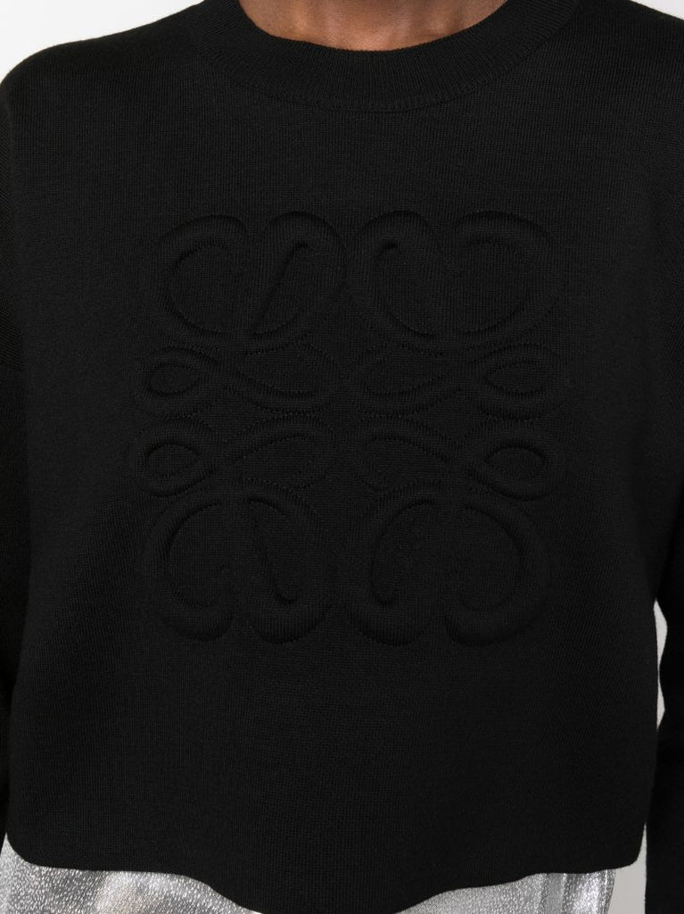 Black Anagram Cropped Wool Sweater