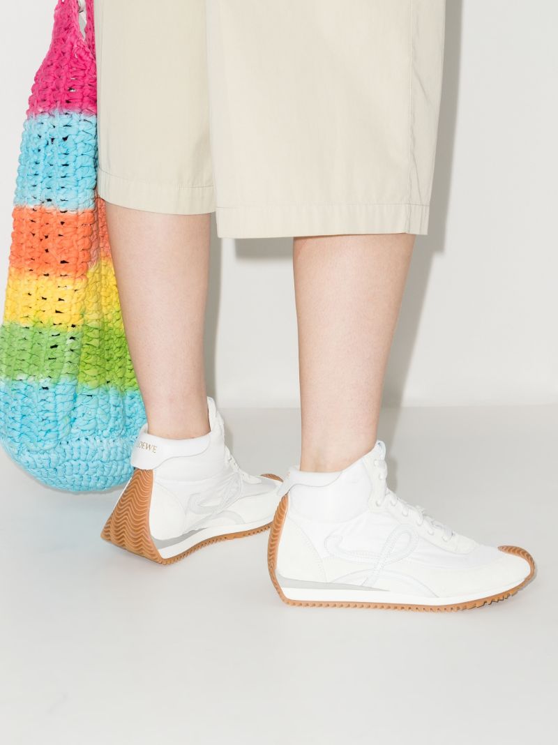 White Flow Runner High Top Sneakers