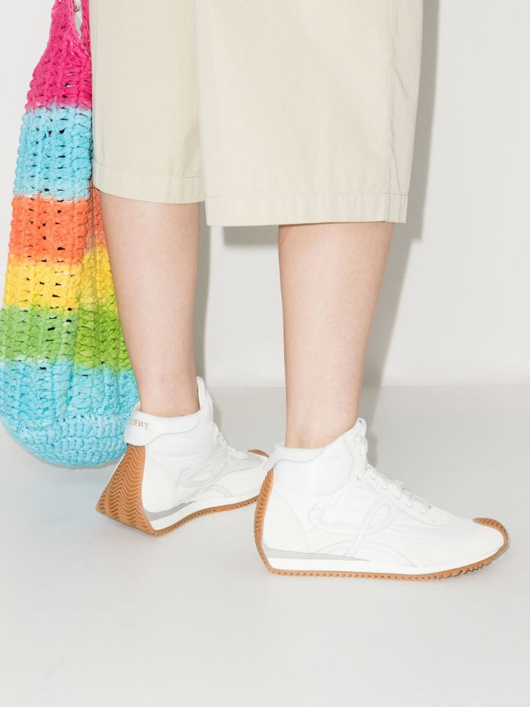 White Flow Runner High Top Sneakers