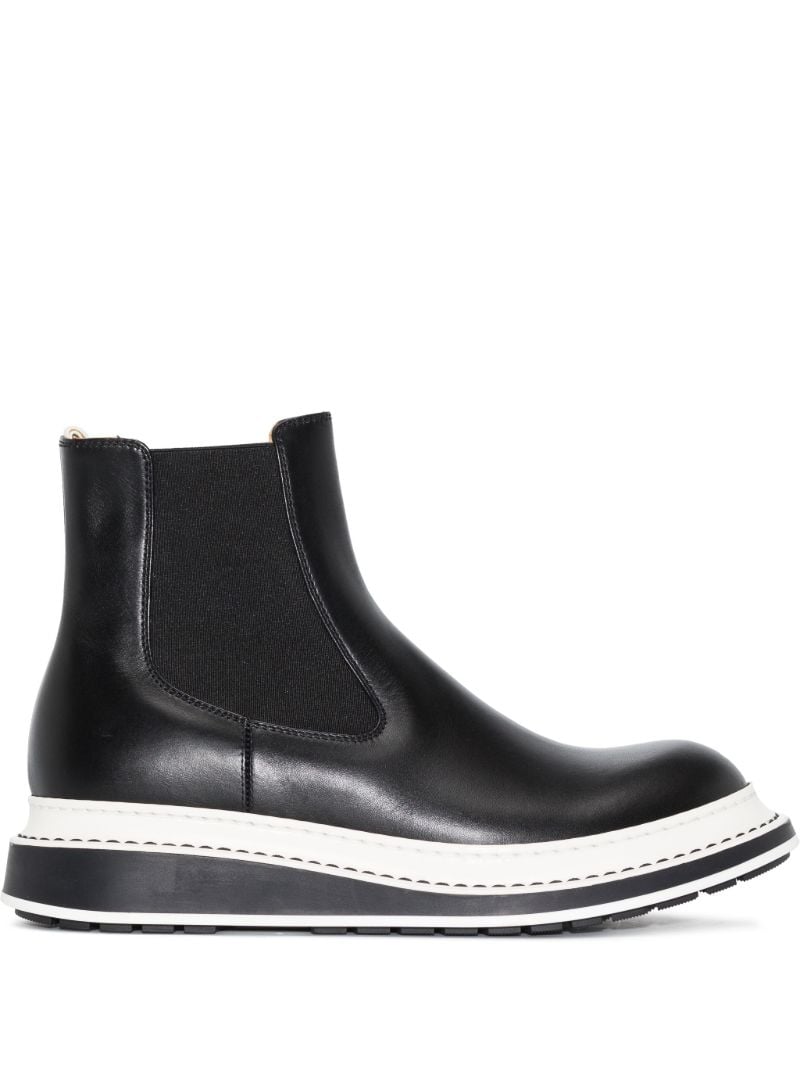 Black Platform Leather Chelsea Boots