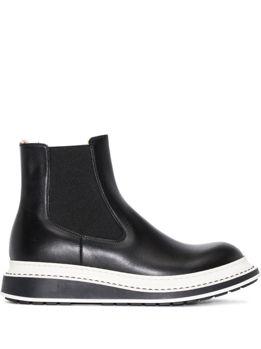 Black Platform Leather Chelsea Boots