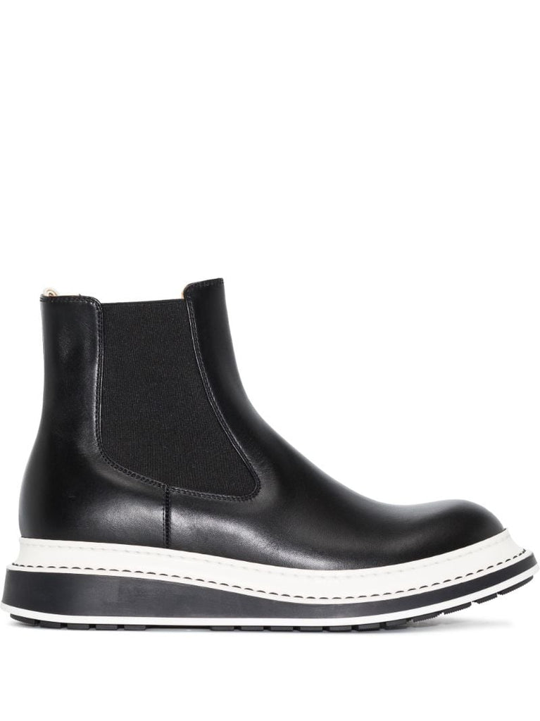 Black Platform Leather Chelsea Boots