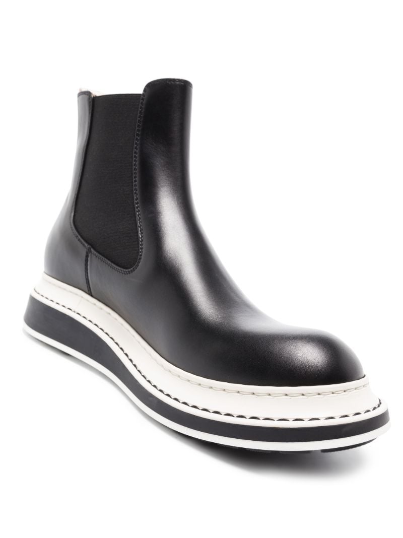 Black Platform Leather Chelsea Boots