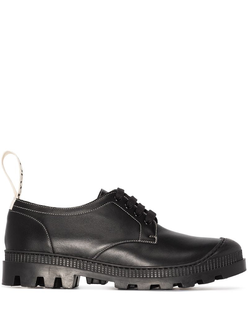 Black Lace-up Leather Derby Shoes