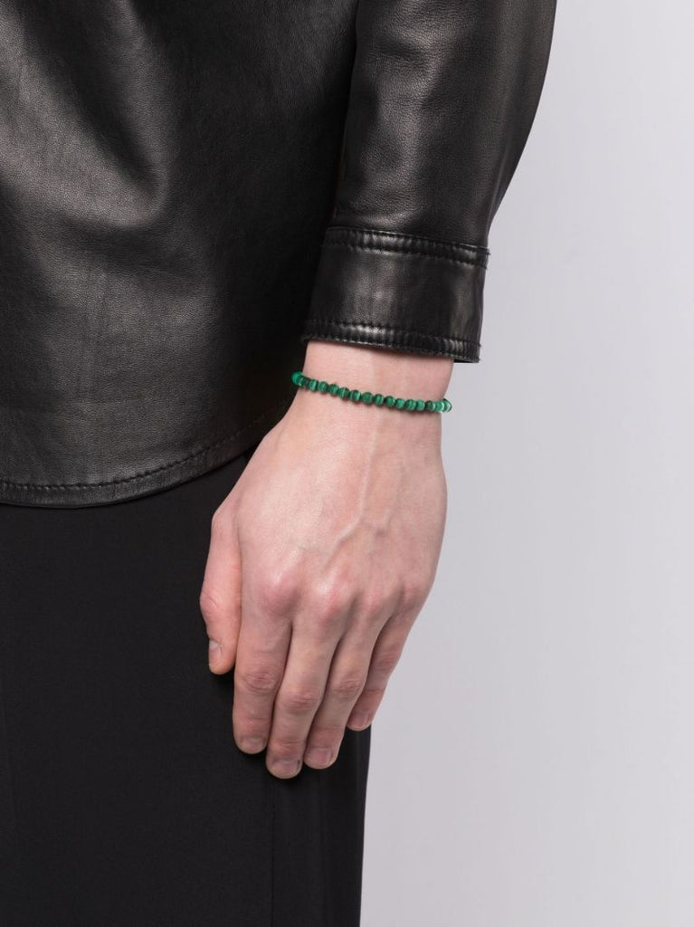 14k Yellow Gold Malachite Bead Bracelet