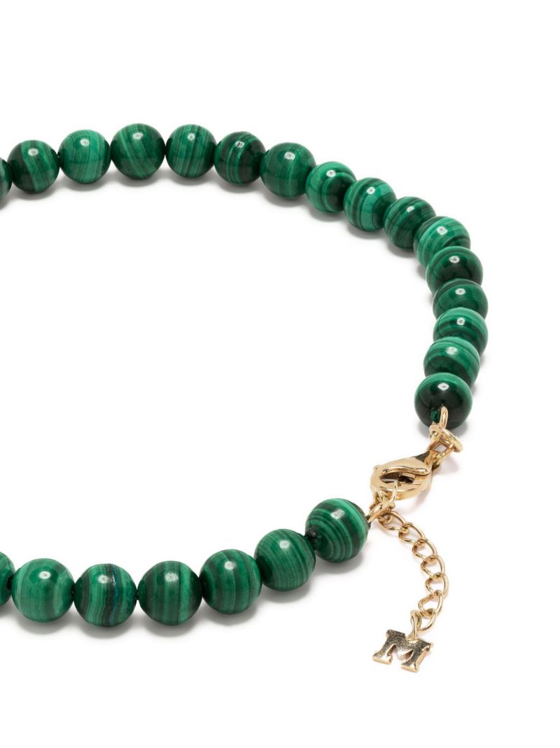 14k Yellow Gold Malachite Bead Bracelet