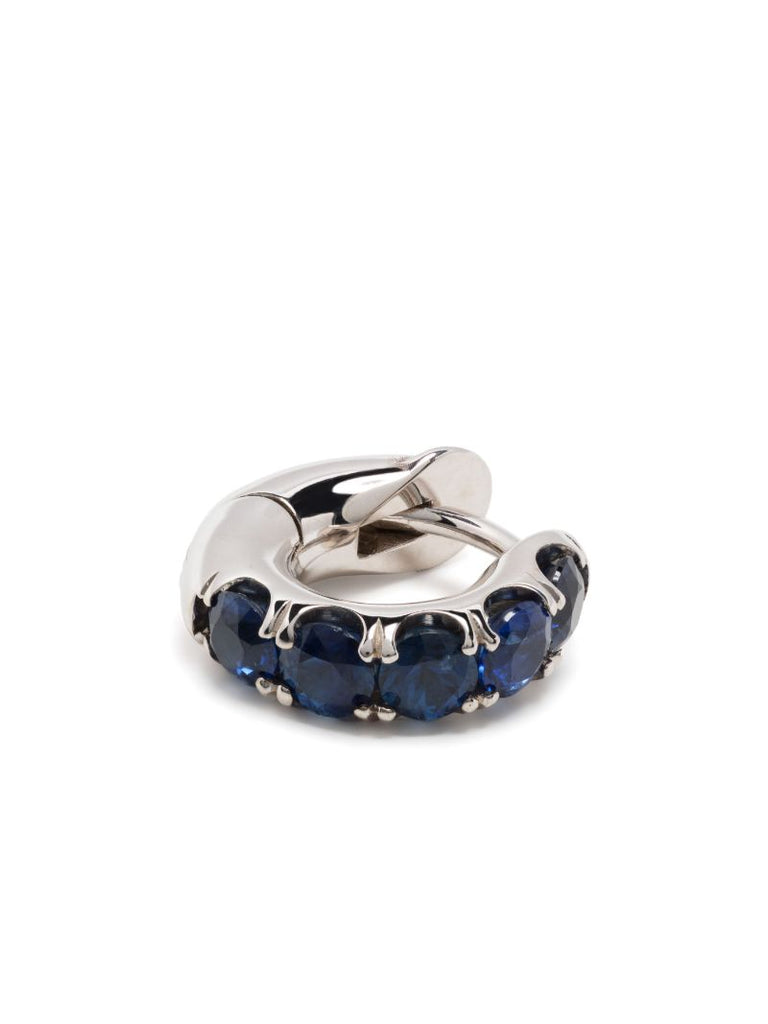 18k White Gold Sapphire Mini Single Hoop Earring