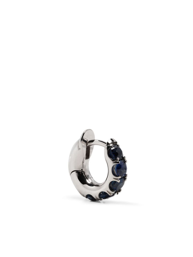 18k White Gold Sapphire Mini Single Hoop Earring