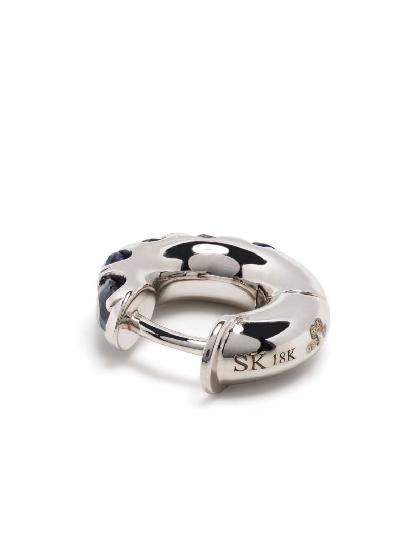 18k White Gold Sapphire Mini Single Hoop Earring