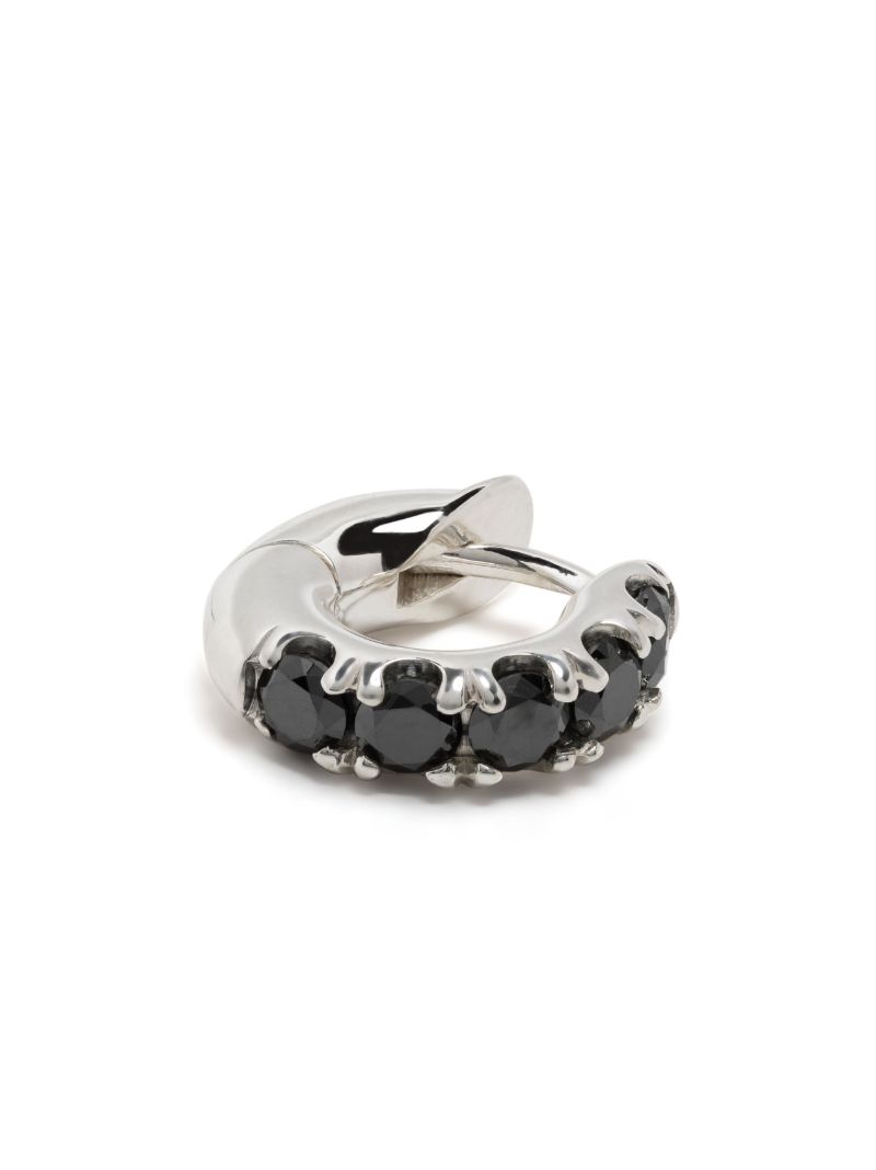 Sterling Silver Diamond Mini Single Hoop Earring