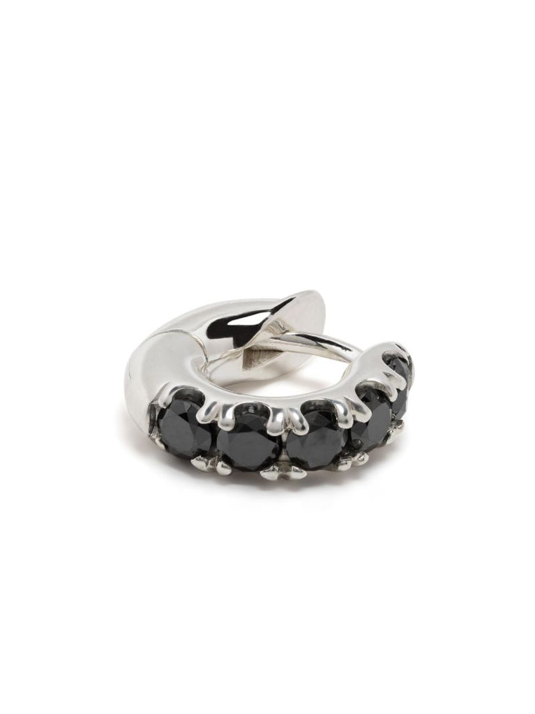 Sterling Silver Diamond Mini Single Hoop Earring