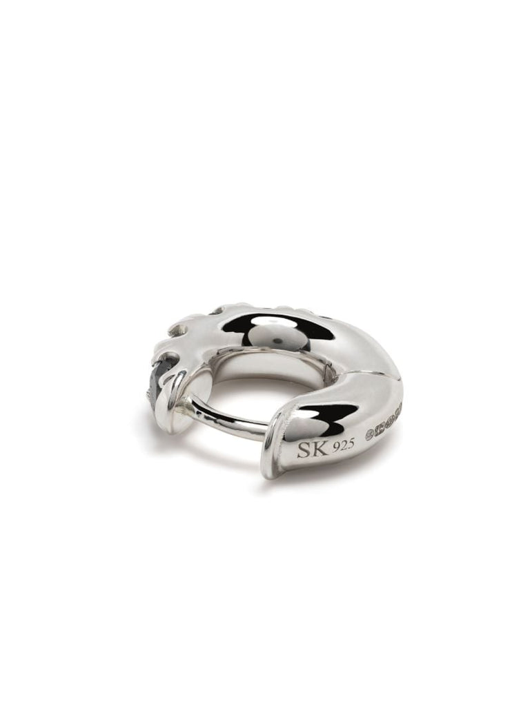 Sterling Silver Diamond Mini Single Hoop Earring