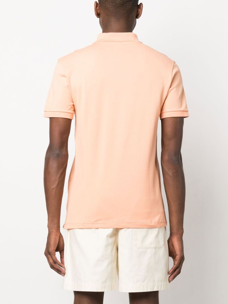 Orange Embroidered Motif Polo Shirt