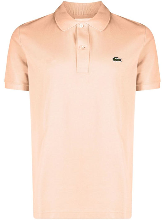 Orange Embroidered Motif Polo Shirt