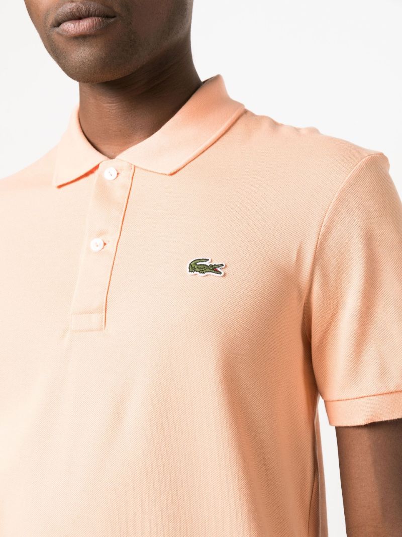 Orange Embroidered Motif Polo Shirt