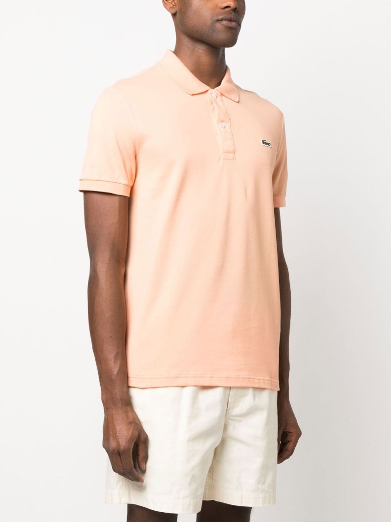 Orange Embroidered Motif Polo Shirt