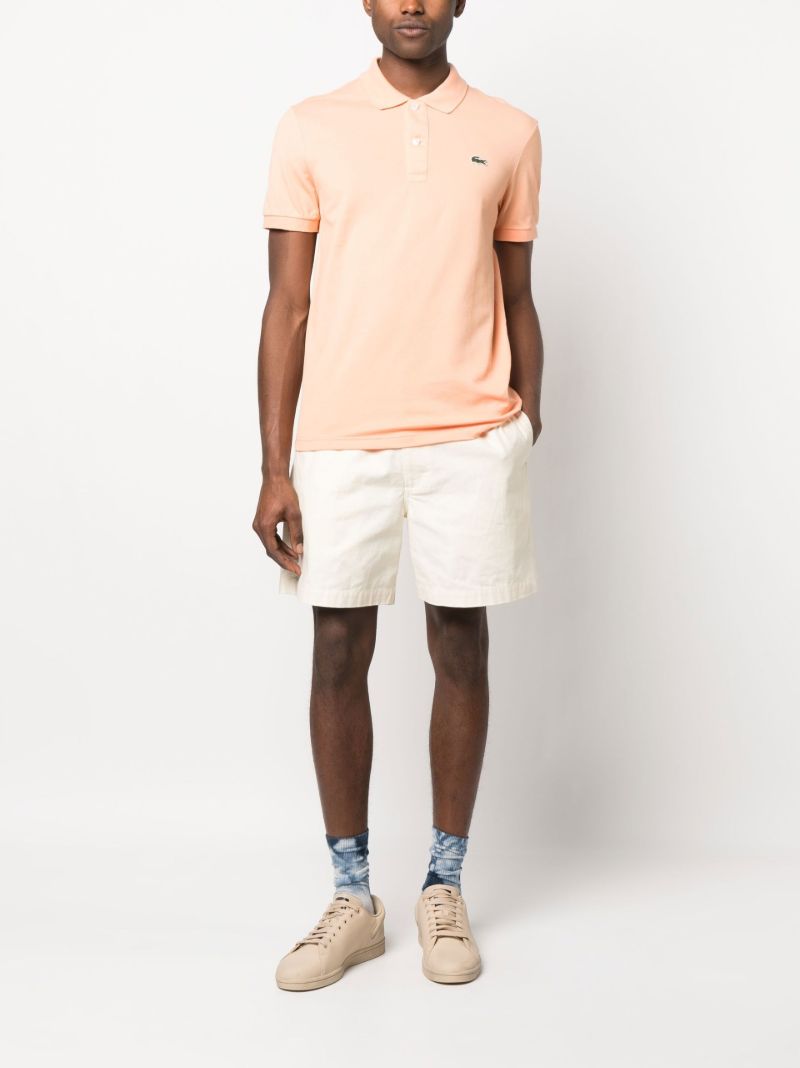 Orange Embroidered Motif Polo Shirt