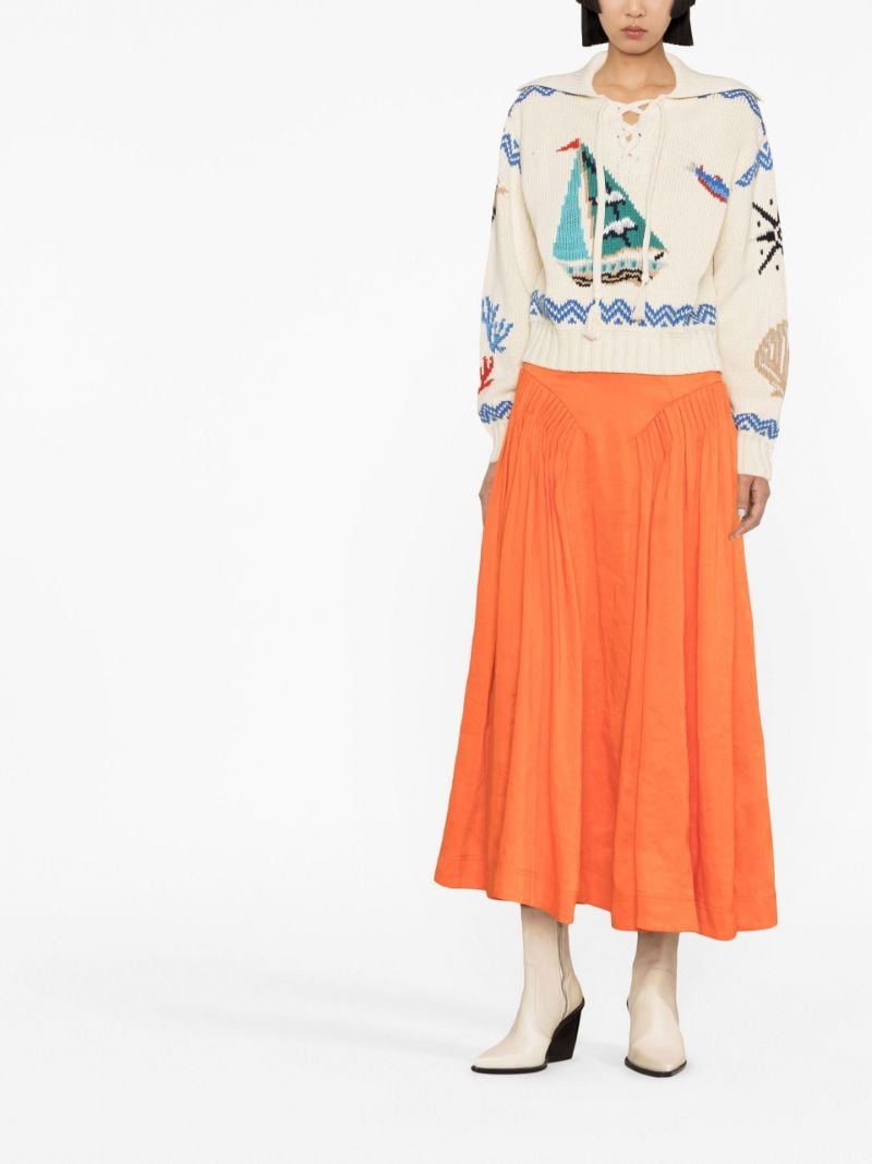 Cream Intarsia Spread-collar Jumper