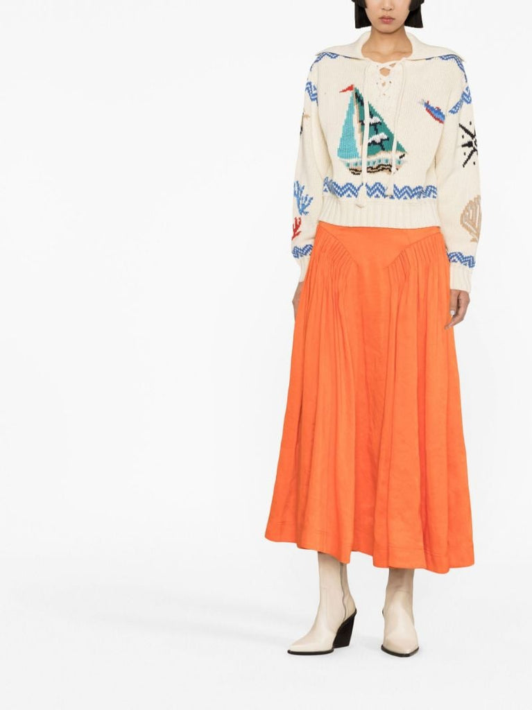 Cream Intarsia Spread-collar Jumper