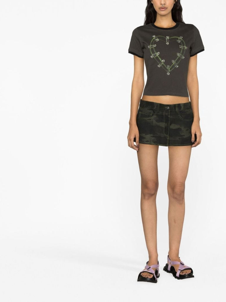 Green Camouflage Print Mini Skirt