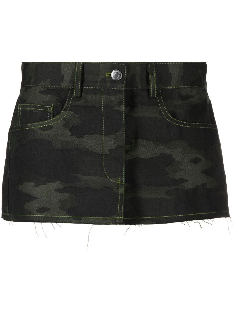 Green Camouflage Print Mini Skirt