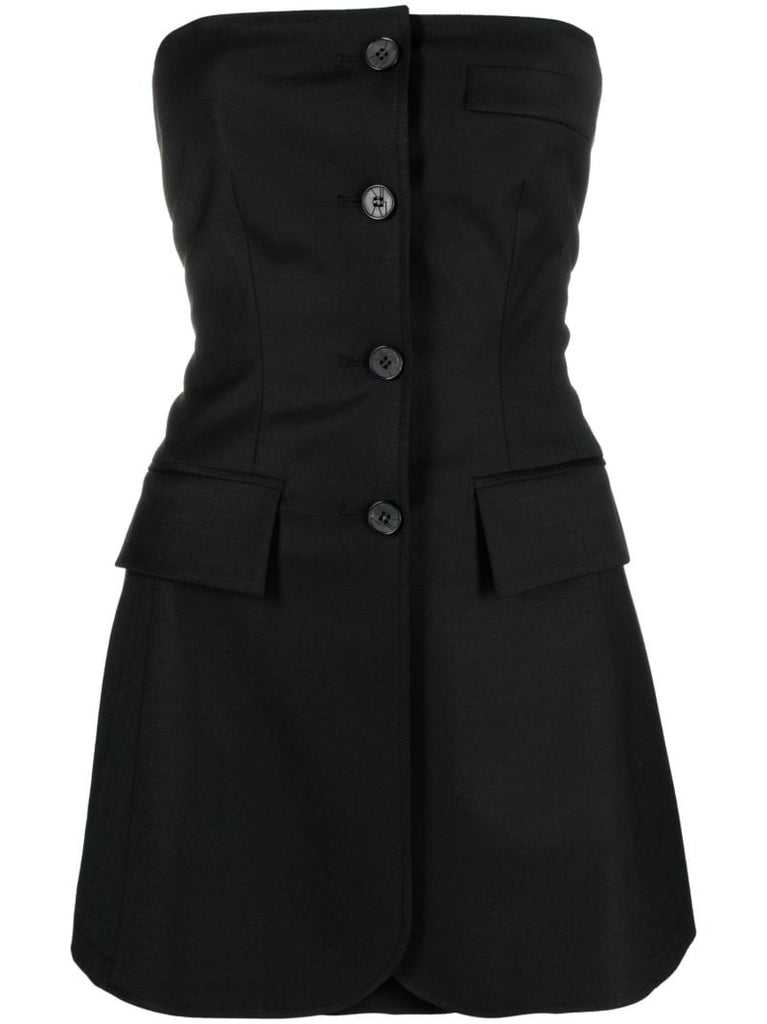 Black Buttoned Strapless Top