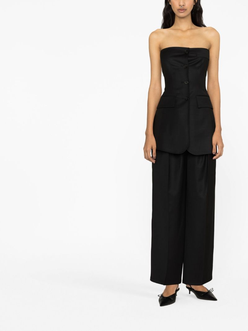 Black Buttoned Strapless Top