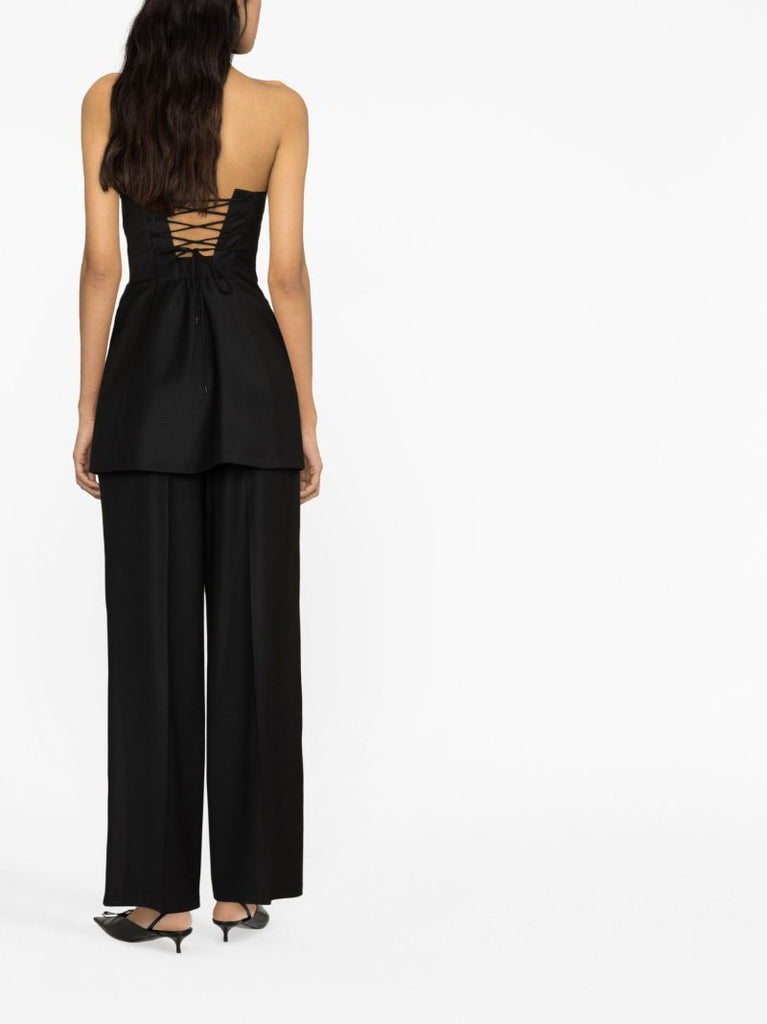 Black Buttoned Strapless Top